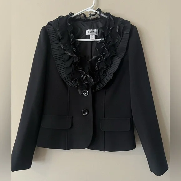 Joseph Ribkoff Ruffle Collar Blazer Size 8 - Picture 3 of 9
